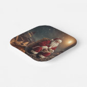 Santa op het dak papieren bordje (Gebogen)