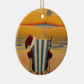 Santa op het strand van Florida Keramisch Ornament (Rechts)