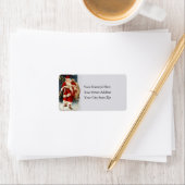 Santa op oude landstrook adreslabel etiket (Insitu)