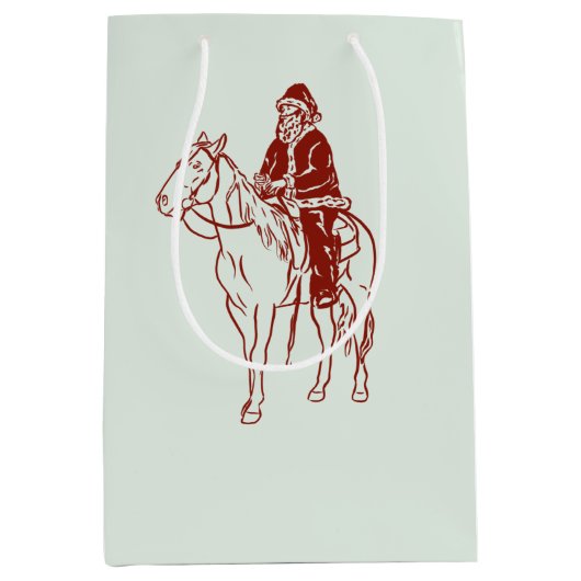 Santa op paard grafiek medium cadeauzakje (Voorkant)