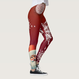 Santa op rode sneeuwvlok achtergrond leggings