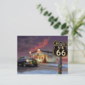 Santa op Route 66 Feestdagenkaart (Staand voorkant)