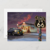 Santa op Route 66 Feestdagenkaart (Voorkant / Achterkant)