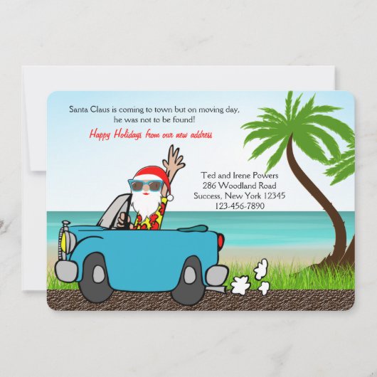 Santa op vakantie Bewegende Aankondiging (Voorkant)