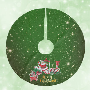 Santa op Vrolijk Kerstfeest Trein Letters Groene s Kerstboom Rok