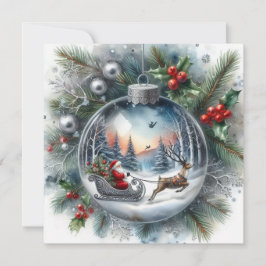 Santa ornamen Flat Holiday Card Feestdagenkaart