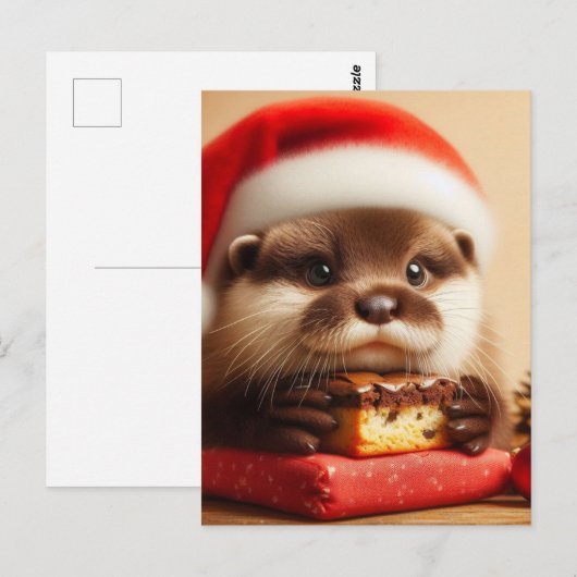 Santa Otter Brownies Briefkaart (Voorkant / Achterkant)