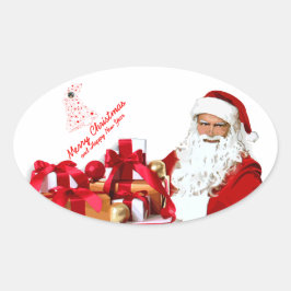 Santa Oval Stickers, glanzende Ovale Sticker