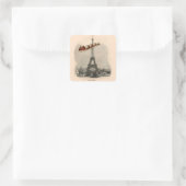  Santa over Paris Kerst sticker (Tas)