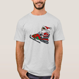 santa over sneeuwmobiel t-shirt
