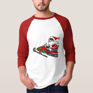 santa over sneeuwmobiel t-shirt
