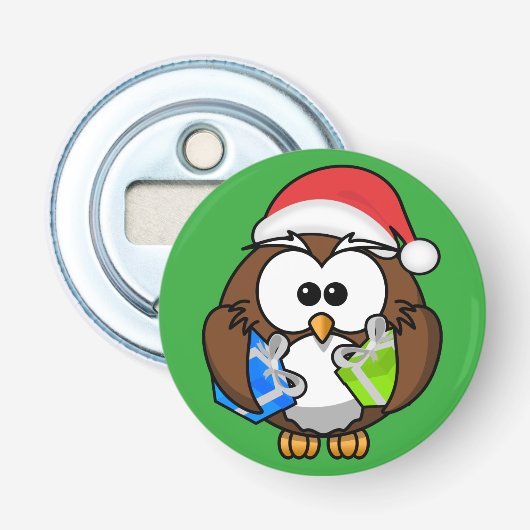 SANTA OWL BUTTON FLESOPENER (Voorkant)