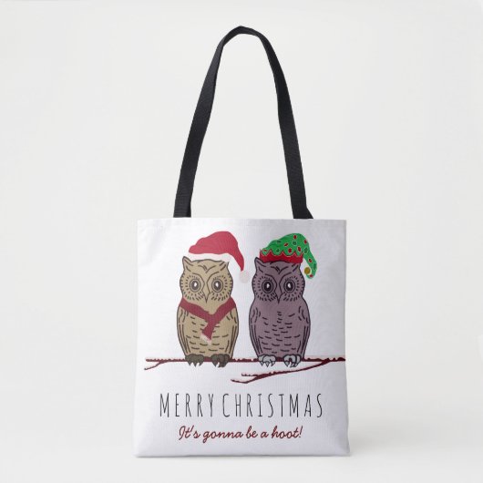 Santa Owl en Elf Owl Canvas tas (Voorkant)