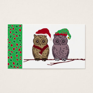 Santa Owl en Elf Owl Letter voor Santa Visitekaartje