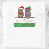 Santa Owl en Elf Owl Square Sticker (Tas)