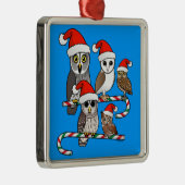 Santa Owls Metalen Ornament (Rechts)