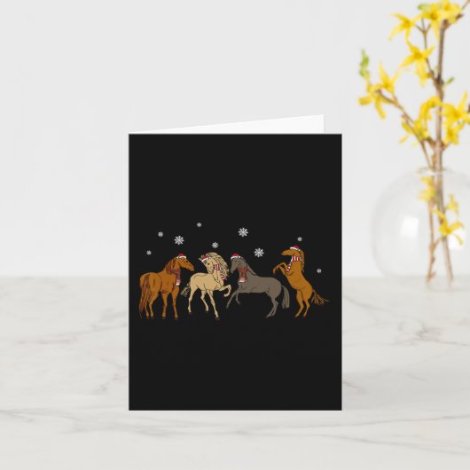 Santa Paard Kerstboom Licht Kaart (Gele Bloem)