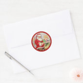 Santa Painting in de workshop Ronde Sticker (Envelop)