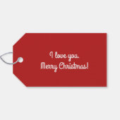 Santa pak gouden riem gepersonaliseerde kerst cadeaulabel (Achterkant Horizontaal)