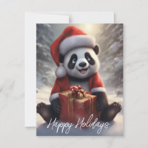 Santa Panda Beer Feestdagenkaart