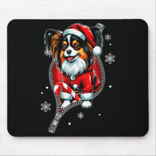 Santa Papillon gaat uit Kerst hondeneigenaar Famil Muismat