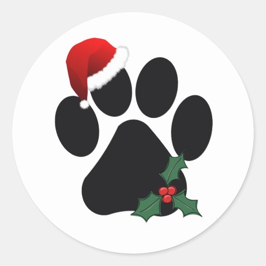 Santa Paw Print Christmas Classic Stickers (Voorkant)