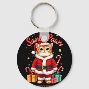 Santa Paws Cat Santa Hat Christmas Kitten Xmas Ugl Sleutelhanger