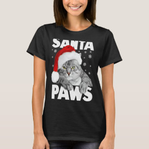 Santa Paws Christmas Kitty Cat Funny T-shirt