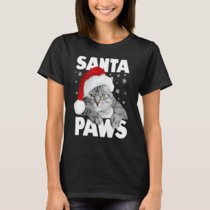 Santa Paws Christmas Kitty Cat Funny T-shirt
