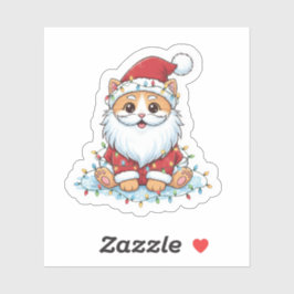 Santa Paws Cute Cat in Santa Costume Christmas Sticker