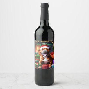 Santa Paws: de feestelijke verrassing van een staf Wijn Etiket