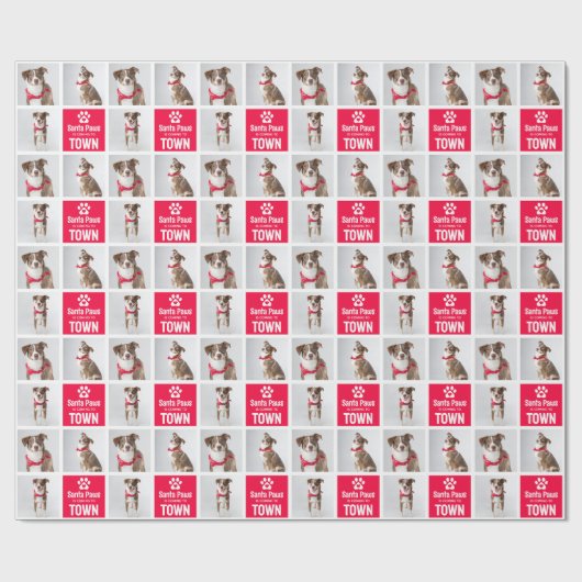 Santa Paws Dog 3 Foto Grid Festive Kerstmis Cadeaupapier (Vlak)