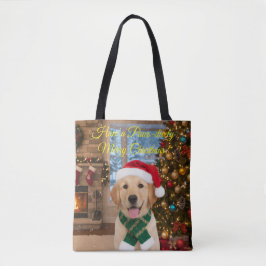 Santa Paws - Feestelijke Golden Retriever Shopper Draagtas