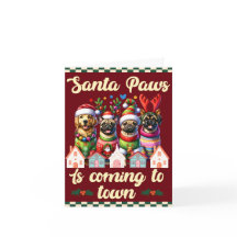 Santa Paws Holiday Kaart – Feestelijke Honden & Ch