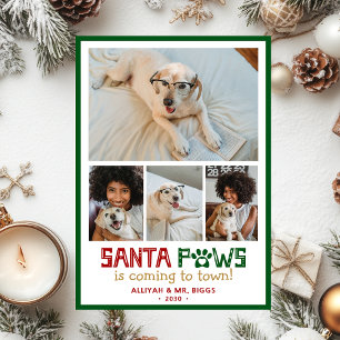 Santa Paws hondenfoto Feestdagenkaart