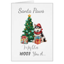  Santa Paws Husky Kerst Kaart