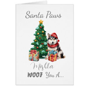  Santa Paws Husky Kerst Kaart