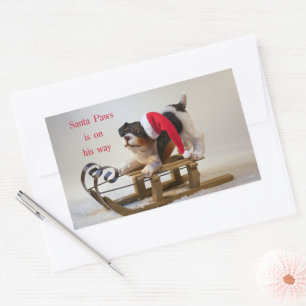 Santa Paws is op zijn weg rechthoekig rechthoekig Rechthoekige Sticker
