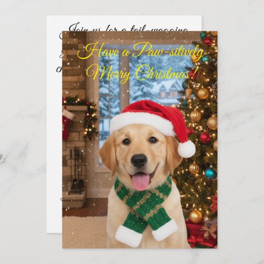 Santa Paws Kerstfeest Uitnodiging Kaart (Voorkant / Achterkant)