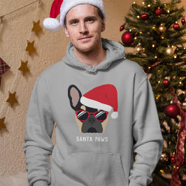 Santa Paws Kerstmis Black Tan French Bulldog Hoodie