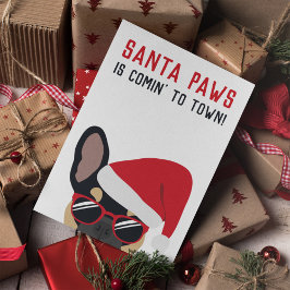 Santa Paws Kerstmis Black Tan French Bulldog Kaart