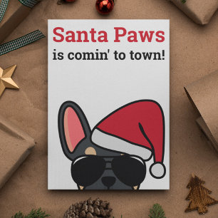 Santa Paws Kerstmis Black Tan French Bulldog Kaart