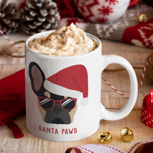 Santa Paws Kerstmis Black Tan French Bulldog Koffiemok
