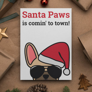 Santa Paws Kerstmis Light Fawn Bulldog Kaart