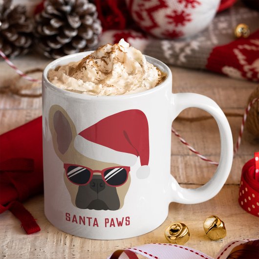 Santa Paws Kerstmis Light Fawn Bulldog Koffiemok