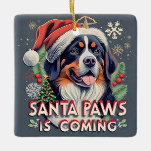 Santa Paws komt aan met Berner hondenkerst Keramisch Ornament