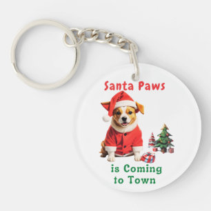 Santa Paws komt naar de stad feestelijke huisdier Sleutelhanger