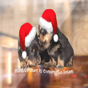 Santa Paws Komt naar de Stad Schattige Rottweiler Raamsticker