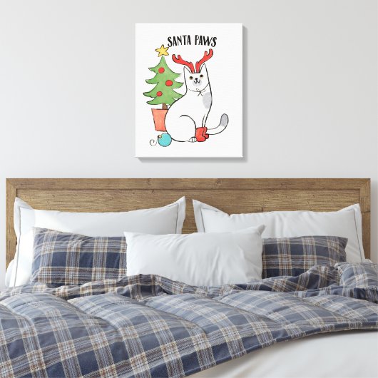 Santa Paws | rendierkat Canvas Afdruk (Insitu (Slaapkamer))