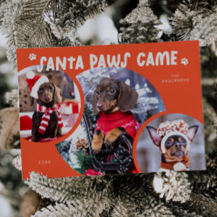 Santa Paws Retro Rode Hond Foto Vakantie Kaart